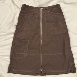 Khaki Cargo Zip Up Skirt